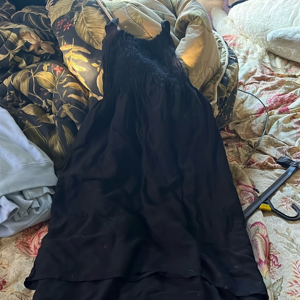 Black, Medium, tie around the neck dress, ruffle pattern on bottom